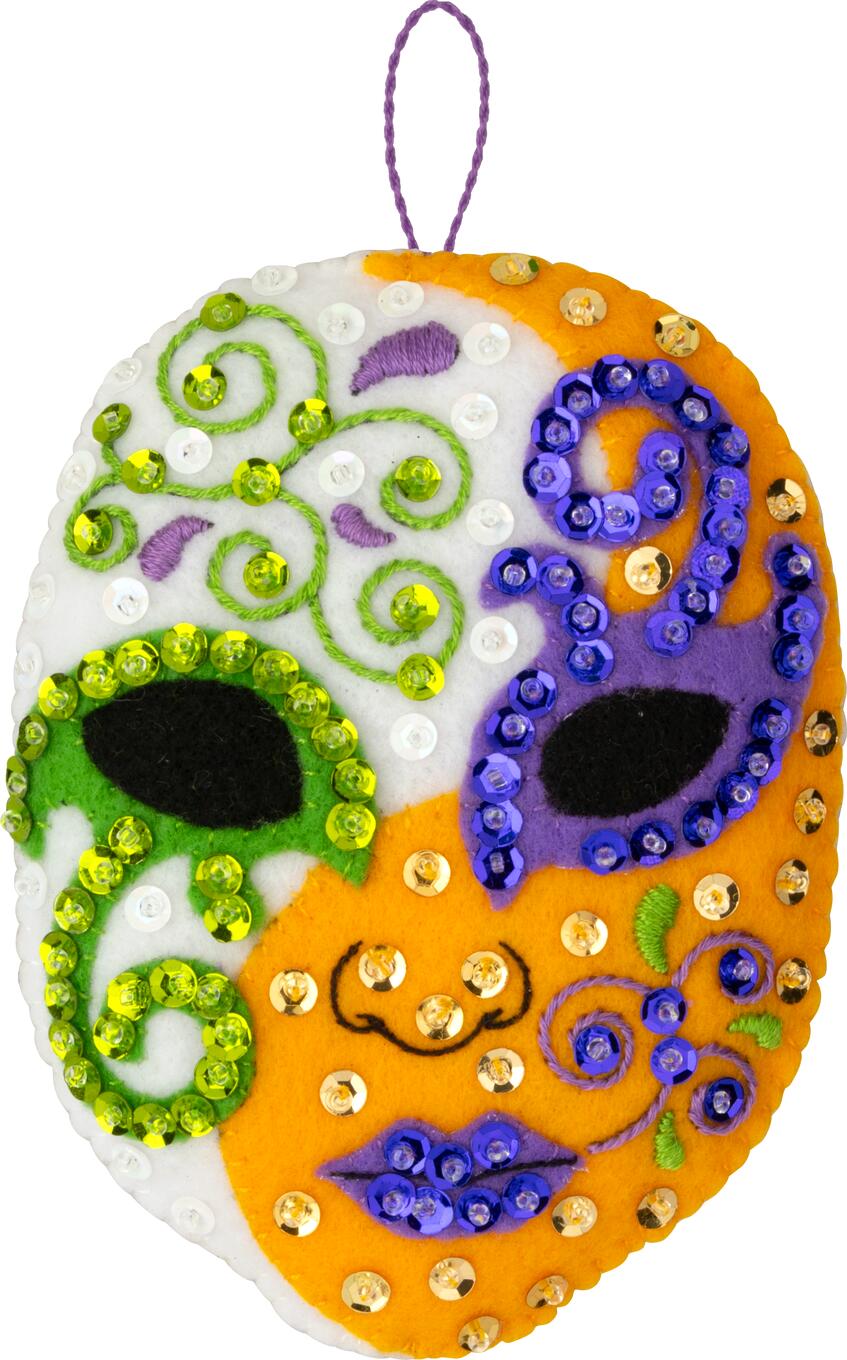 DIY Bucilla Mardi Gras Theatre Mask Felt Ornament Kit 89757