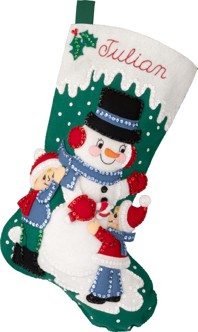 DIY Bucilla Wintertime Buddies Snowman Christmas Felt Stocking Kit