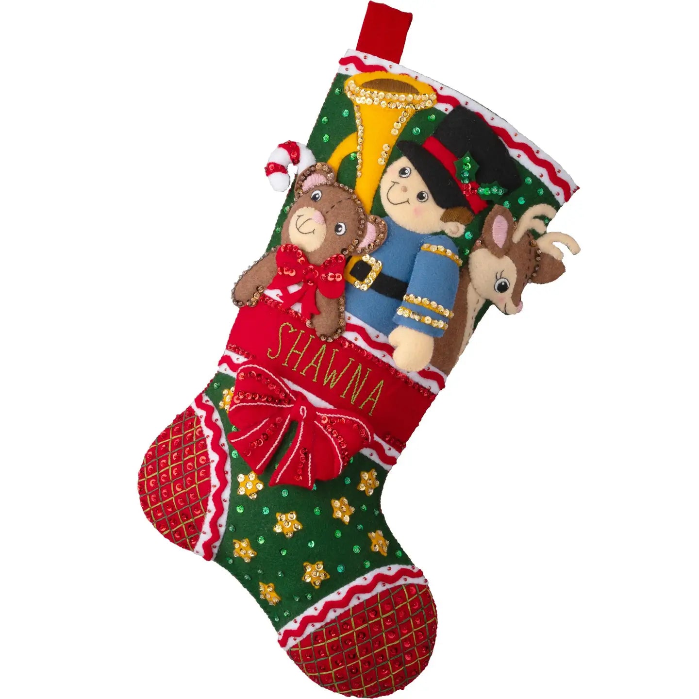 DIY Bucilla Holiday Toy Treasures Soldier Deer Christmas Felt Stocking Kit