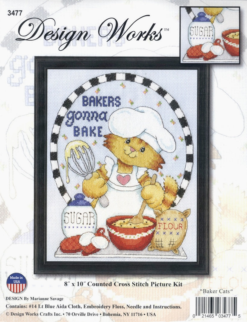 DIY Design Works Bakers Gonna Bake Cats Counted Cross Stitch Kit 8x10