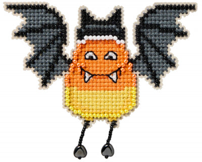 DIY Mill Hill Batty Corn Halloween Counted Cross Stitch Magnet Kit