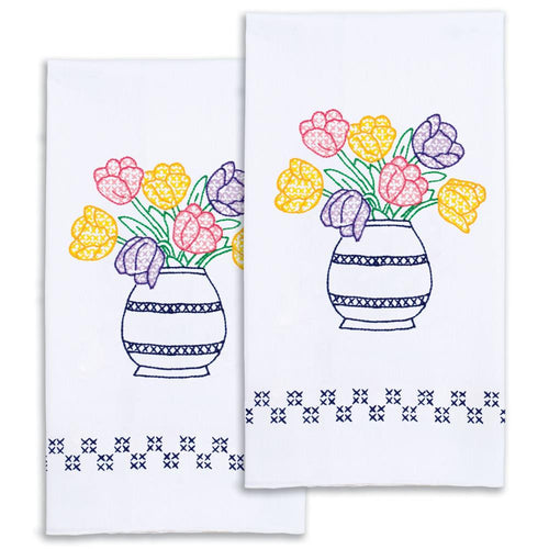 DIY Jack Dempsey Beautiful Blooms Stamped Embroidery Hand Towel Kit