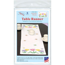 Load image into Gallery viewer, DIY Jack Dempsey Beautiful Blooms Flower Stamped Embroidery Table Runner Kit