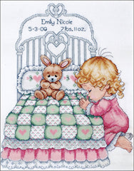 DIY Tobin Bedtime Prayer Girl Baby Birth Record Gift Counted Cross Stitch Kit