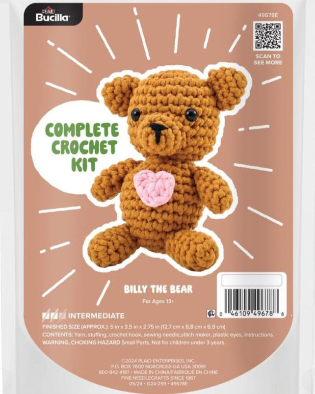DIY Bucilla Billy the Bear Intermediate Crochet Kit T-shirt Yarn