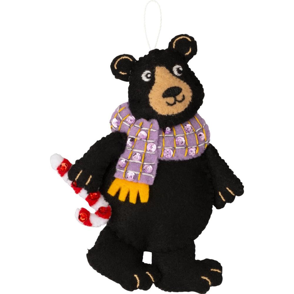DIY Bucilla Holiday Black Bears Christmas Felt Ornaments Kit 89665E