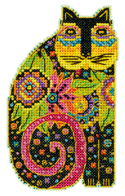 DIY Mill Hill Blossoming Feline Beaded Counted Cross Stitch Ornament Kit
