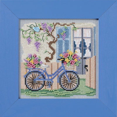 DIY Mill Hill Blue Bicycle Spring Counted Cross Stitch Kit