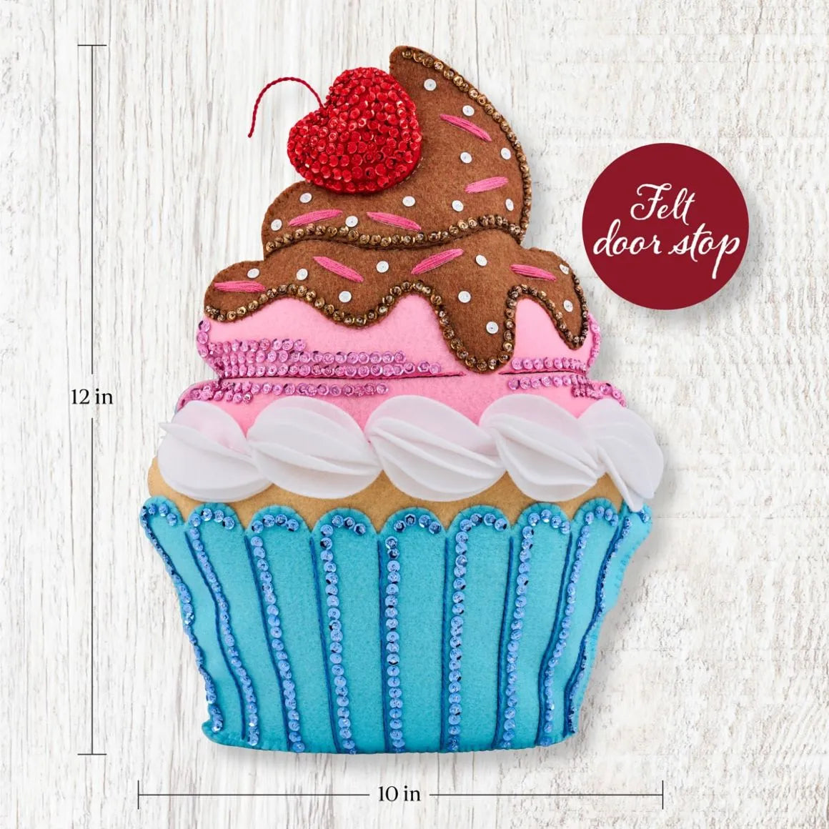 DIY Bucilla Sweet Treat Cupcake Christmas Felt Door Stop Kit 89750