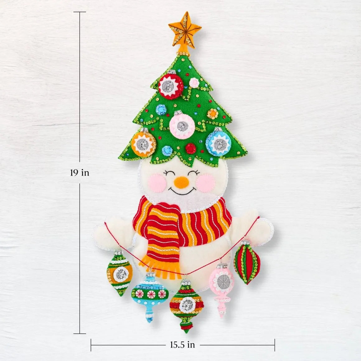 DIY Bucilla Treetop Snowman Ornaments Christmas Felt Wall Hanging Kit