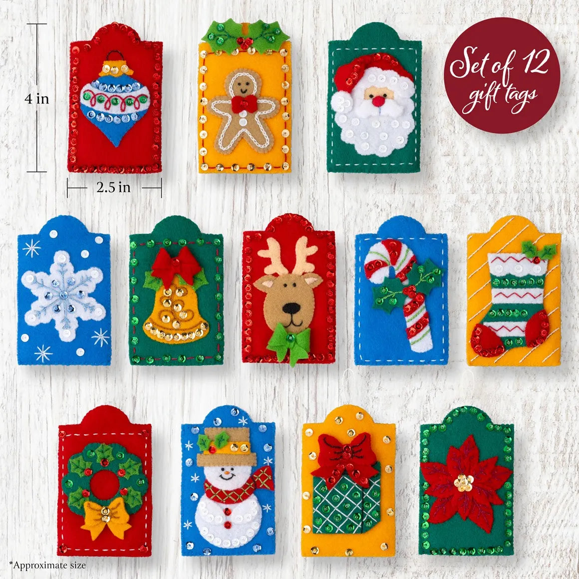 DIY Bucilla Holiday Gift Tags Christmas Felt Ornament Kit