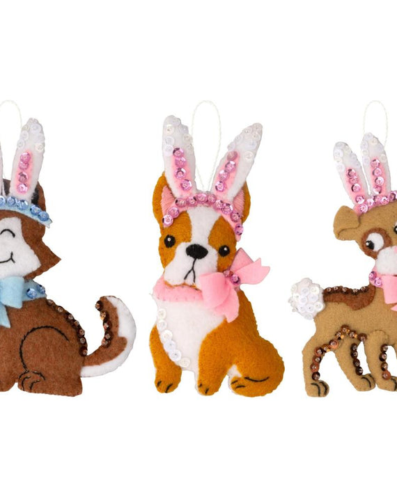 DIY Bucilla Bunny Puppies Dogs Easter Felt Ornament Kit 89679E