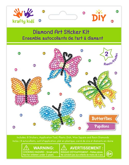 DIY Krafty Kids Butterflies Diamond Art Sticker Facet Bead Craft Kit