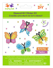 DIY Krafty Kids Butterflies Diamond Art Sticker Facet Bead Craft Kit