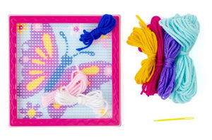 DMG DIY Sew Cute Butterfly Kids Beginner Needlepoint Kit with Frame 6"x6"