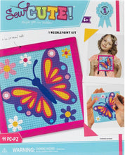 Load image into Gallery viewer, Sew cute needlepoint kit for kids. Design features a butterfly.