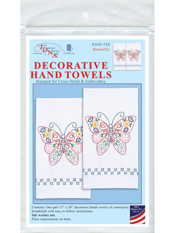 DIY Jack Dempsey Butterfly Stamped Embroidery Hand Towel Kit