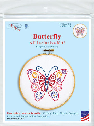 DIY Jack Dempsey Butterfly Stamped Embroidery Hoop Kit