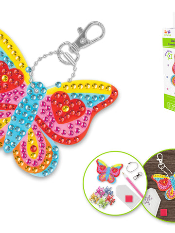 DIY Krafty Kids Butterfly Diamond Art Keychain Facet Bead Craft Kit