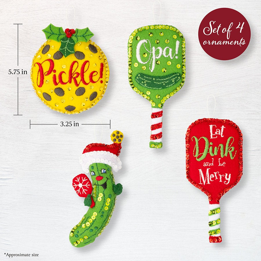 DIY Bucilla Merry Pickleball Christmas Felt Tree Ornament Kit 89711E