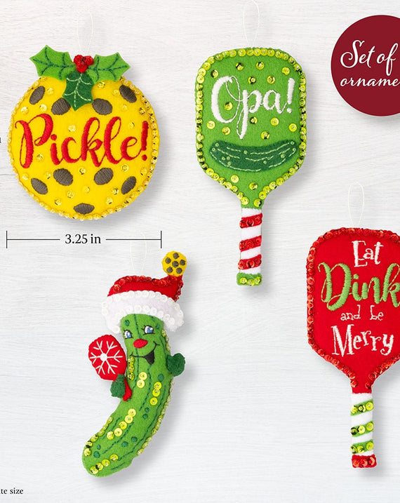 DIY Bucilla Merry Pickleball Christmas Felt Tree Ornament Kit 89711E