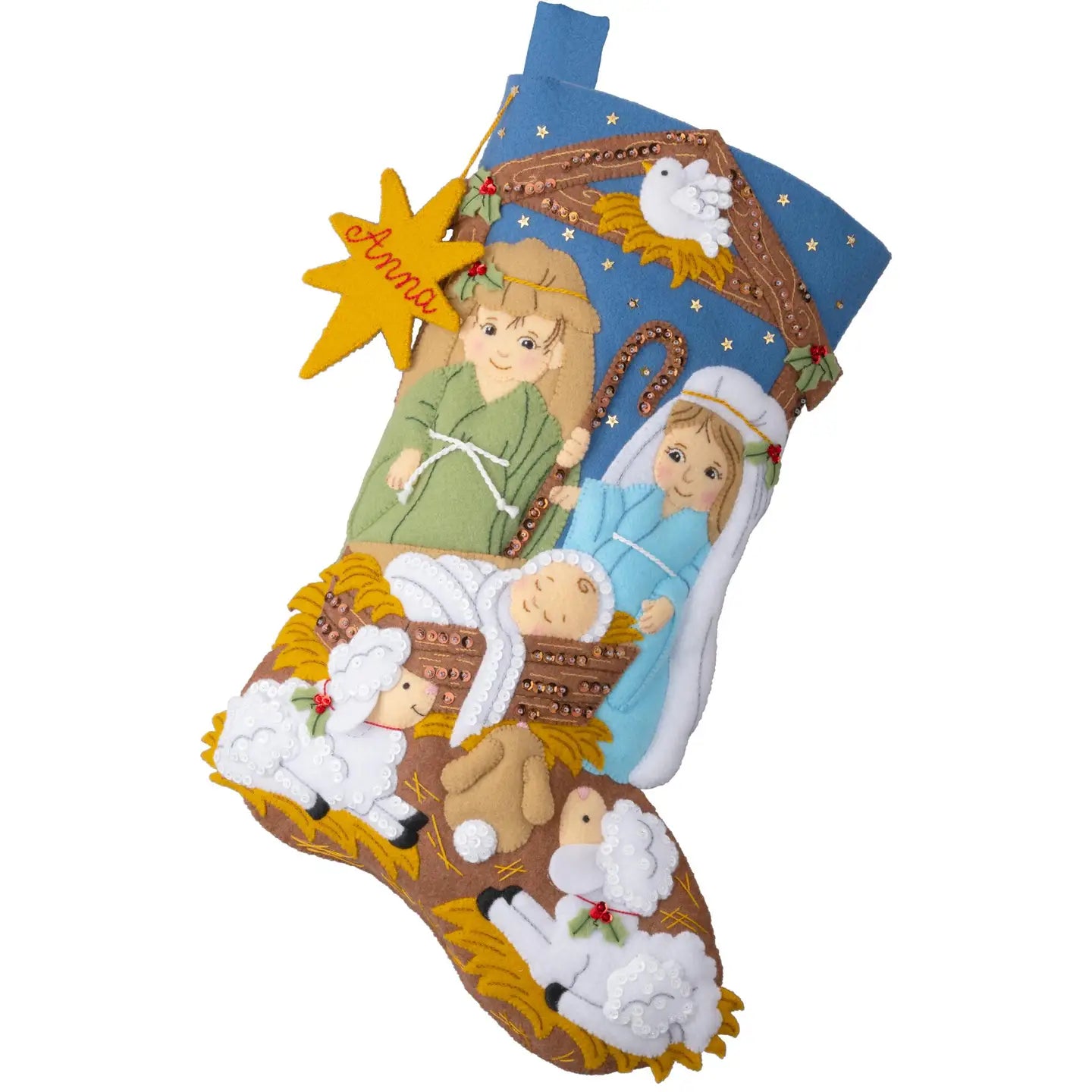 DIY Bucilla Little Blessed Nativity Manger Christmas Felt Stocking Kit 89803