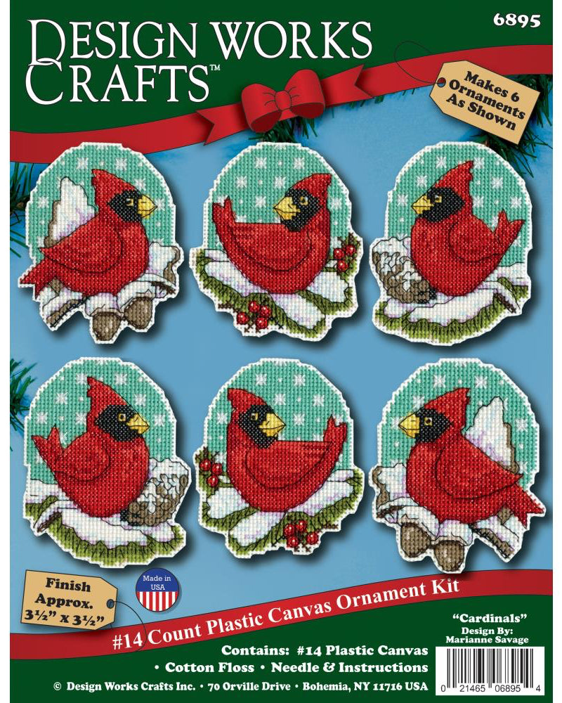 DIY Design Works Cardinals Christmas Plastic Canvas Ornament Kit