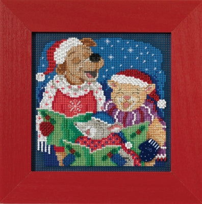 DIY Mill Hill Caroling Trio Dog Cat Christmas Counted Cross Stitch Kit