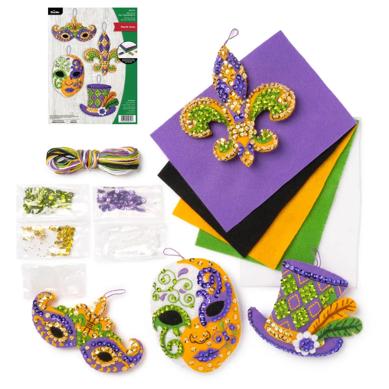 DIY Bucilla Mardi Gras Theatre Mask Felt Ornament Kit 89757
