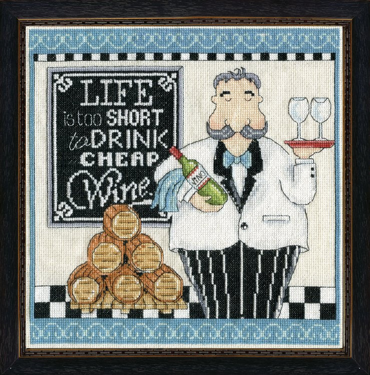 DIY Design Works Cheap Wine Life Short Counted Cross Stitch Kit 10x10