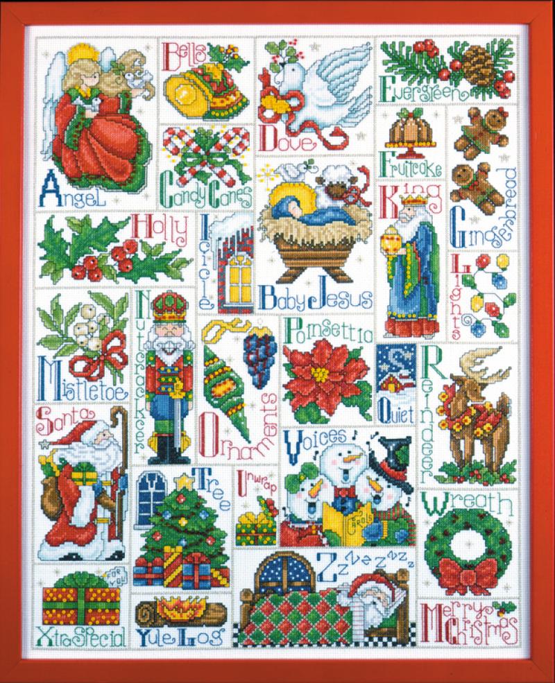 DIY Design Works Christmas ABC Sampler Counted Cross Stitch Kit 16x20