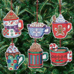 DIY Janlynn Christmas Cocoa Mugs Counted Cross Stitch Ornament Kit