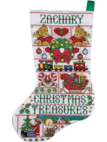 DIY Design Works Christmas Treasures Counted Cross Stitch Stocking Kit 5960