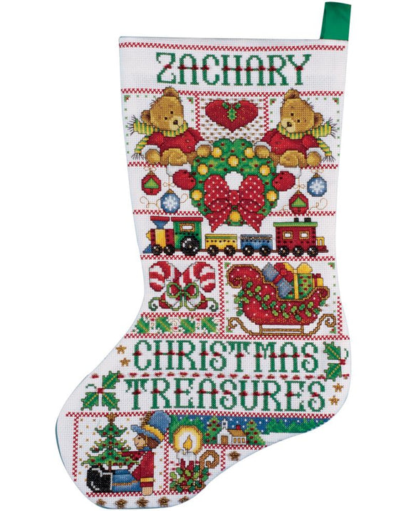 DIY Design Works Christmas Treasures Counted Cross Stitch Stocking Kit 5960