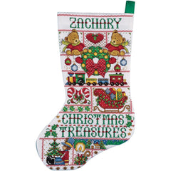 DIY Design Works Christmas Treasures Counted Cross Stitch Stocking Kit 5960