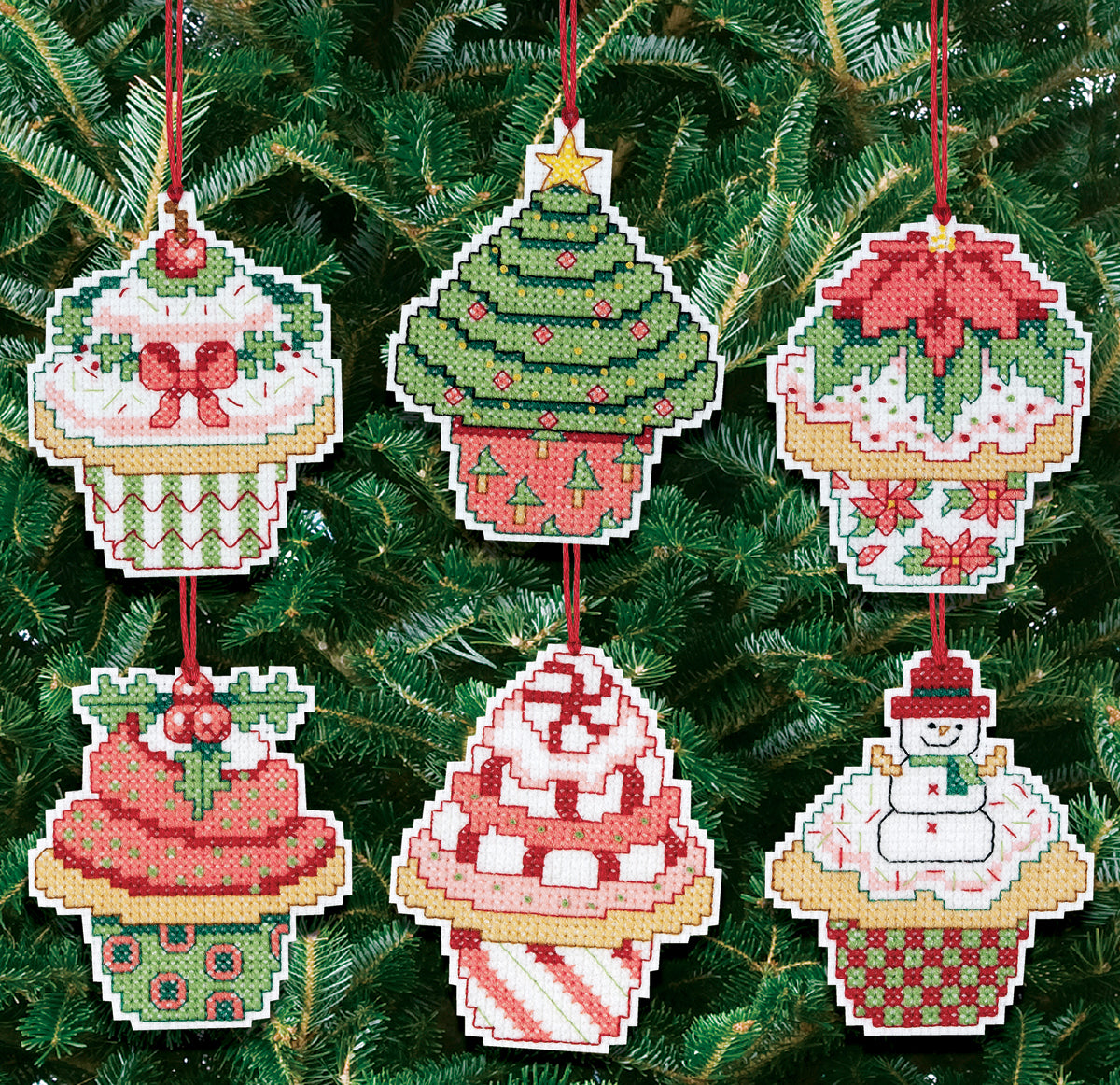 DIY Janlynn Christmas Cupcake Counted Cross Stitch Ornament Kit