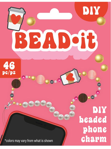 DIY Coffee Bead It Phone Charm or Bracelet Kit Kids Craft Gift