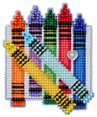 DIY Mill Hill Colorful Crayons Counted Cross Stitch Magnet Kit