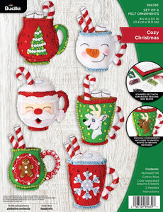 DIY Bucilla Cozy Christmas Mugs Felt Ornament Kit 89639E