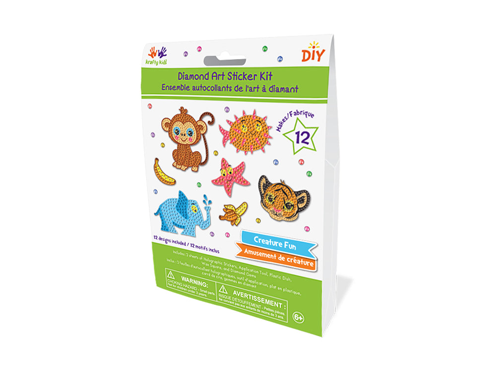 DIY Krafty Kids Creature Fun Diamond Art Sticker Facet Bead Craft Kit