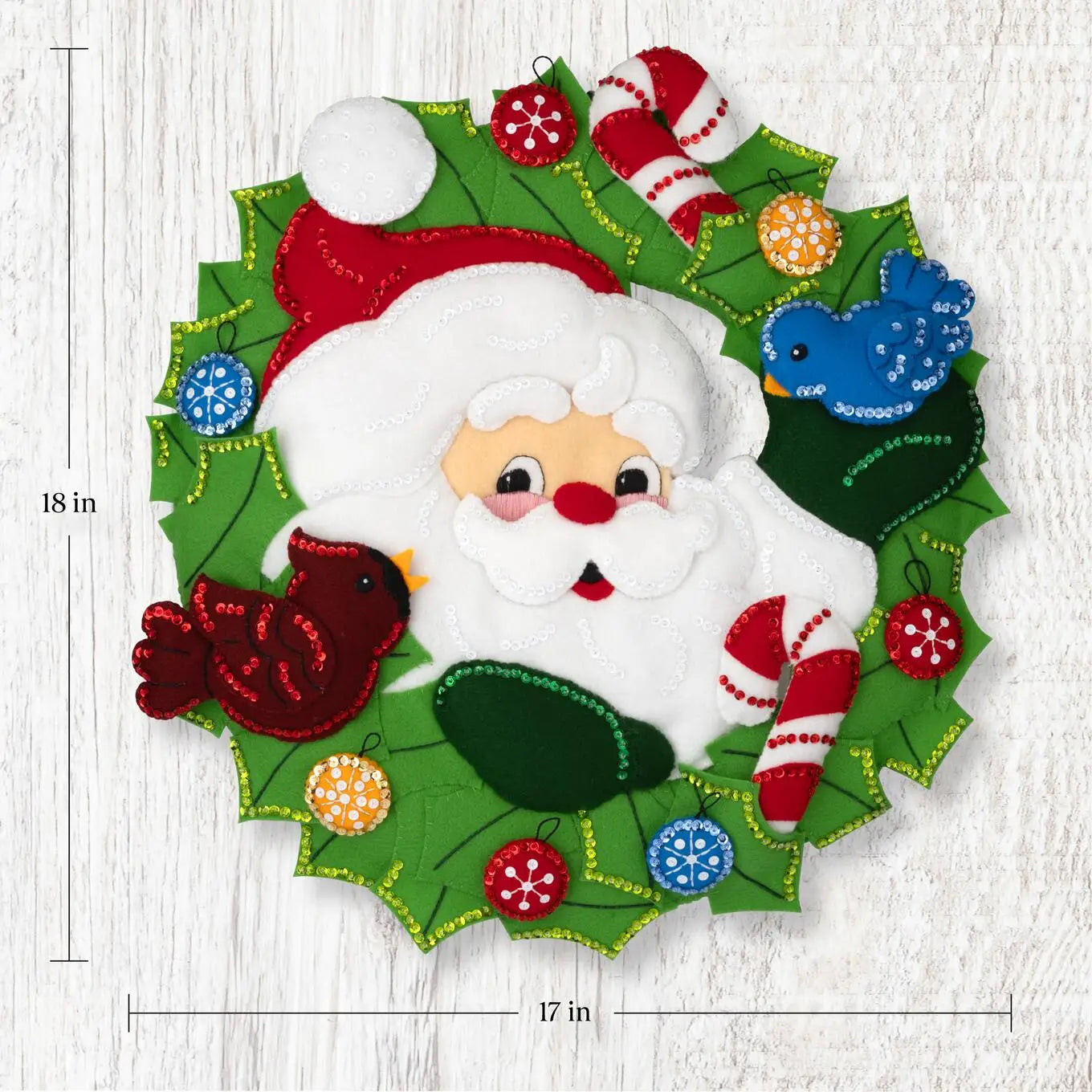 DIY Bucilla Santas Winter Birds Christmas Felt Wreath Kit 89806