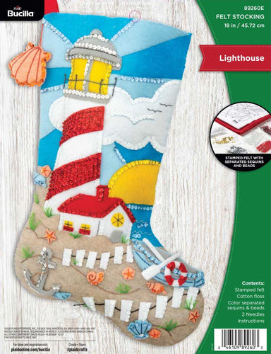 DMG DIY Bucilla Lighthouse Summer Beach Shore Christmas Felt Stocking Kit 89260E