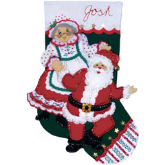 DIY Design Works Dancing Claus Santa Mrs Christmas Felt Stocking Kit