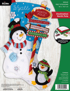 DIY Bucilla Destination North Pole Christmas Felt Stocking Kit 89594E