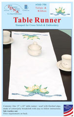 DMG DIY Jack Dempsey Tulips & Ribbon Stamped Embroidery Table Runner Kit