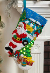 DMG DIY Bucilla Camper Santa Travel Vacation Christmas Felt Stocking Kit 89303E
