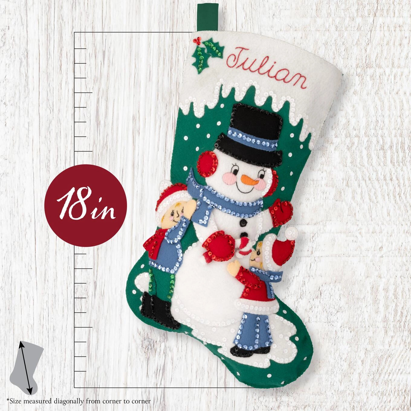 DIY Bucilla Wintertime Buddies Snowman Christmas Felt Stocking Kit