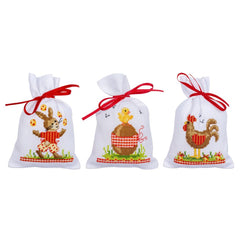DIY Vervaco Easter Animals Potpourri Gift Bag Counted Cross Stitch Kit