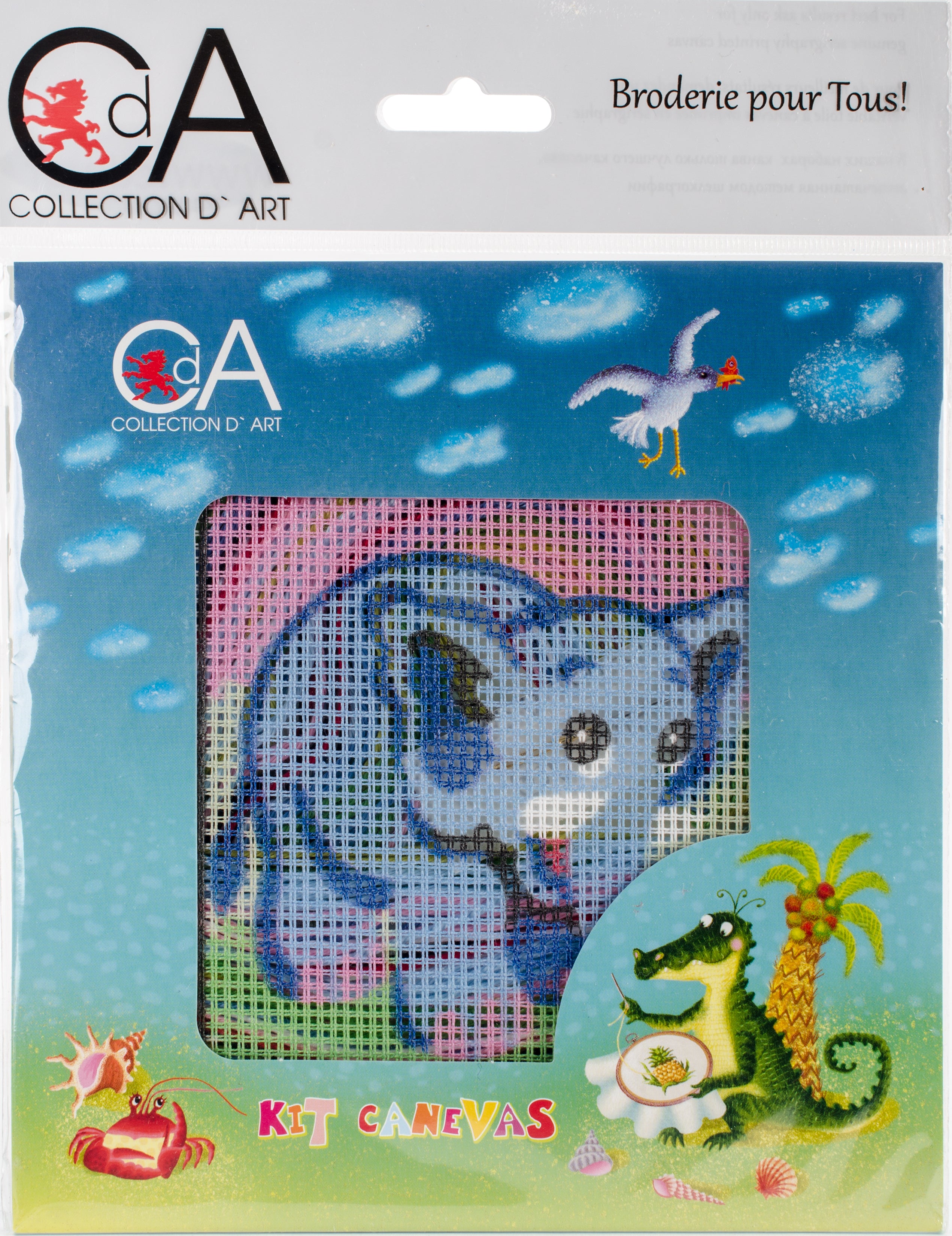 DIY Collection D'Art Elephant Needlepoint Beginner Kids Kit 4" x 4"