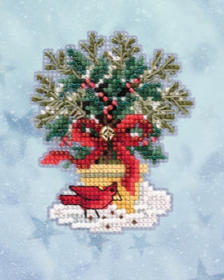 DIY Mill Hill Evergreen Topiary Christmas Counted Cross Stitch Magnet Kit
